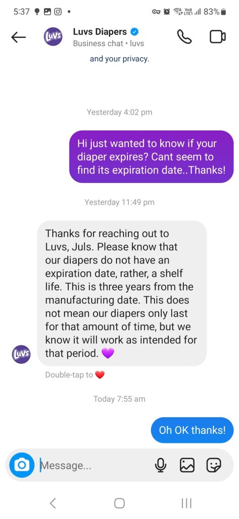 do luvs diapers expire