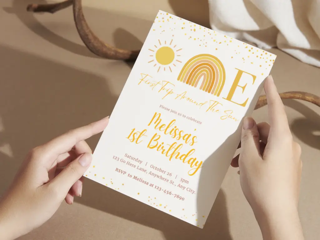 Boho 1st Trip Around the Sun Birthday Invitation Printable