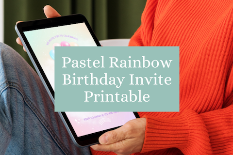 Pastel Rainbow Birthday Invite Printable