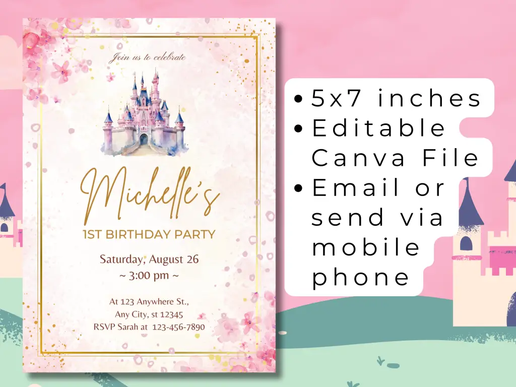 Princess Castle Birthday Invitation Printable